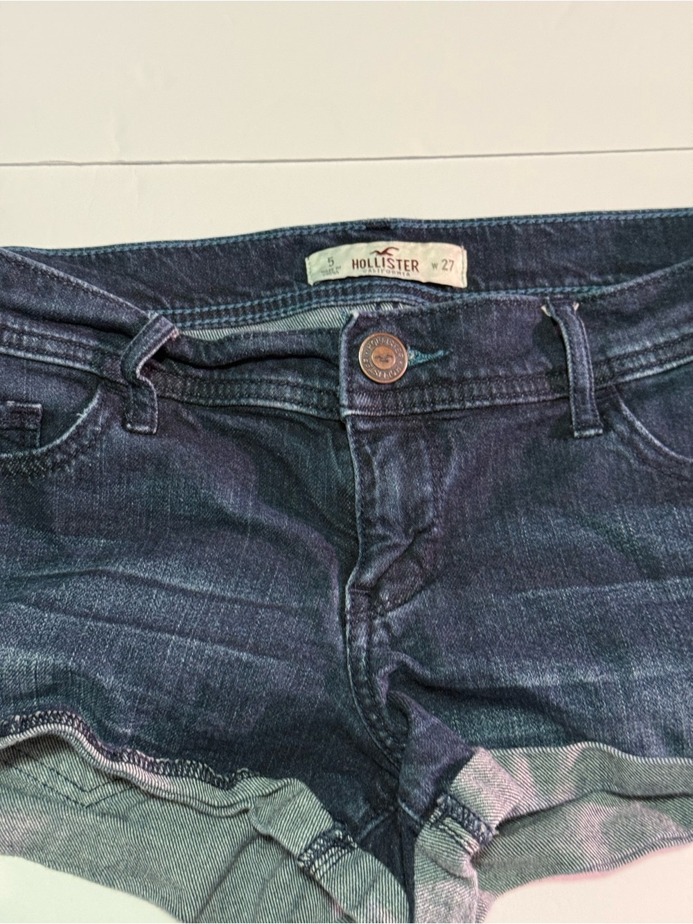 Hollister Women's Dark Indigo Boyfriend Denim Shorts